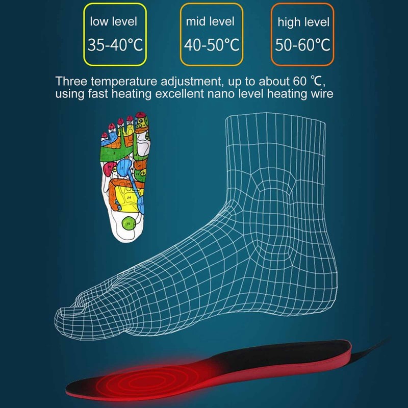 Heated Insoles DIY Cuttable Smart Remote Control USB Rechargeable Electric