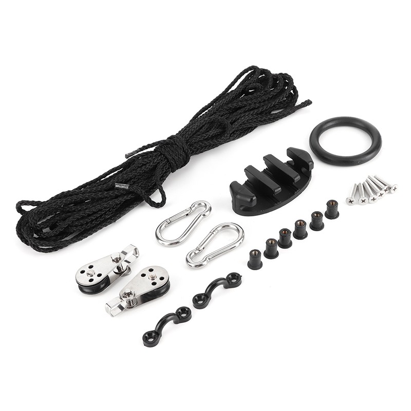 Anchor Trolley Kit with Rope Pulley Pad Eyes for Kayak