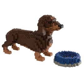 Atomic Building Dachshund/Teckel brown dog. Figure to assemble with nanoblocks. 798 pieces.