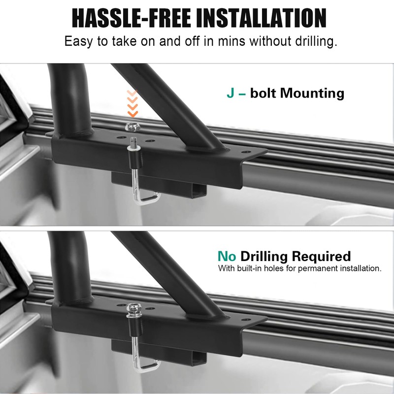 OUTPRIZE Non-Drilling Truck Rack, Heavy Duty Steel Extendable Truck Bed