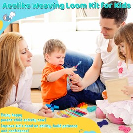 Aeelike Weaving Loom Kit for Kids, Potholder Wood Loom Kits Including 192 PCS Colorful Craft Loops for Girls Boys Ages 5-12 Activity, Durable & Perfect Kids Gift & Happy Time