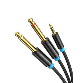VENTION 3.5mm to 6.35mm Mono 3.5mm to Dual 6.35mm, 1/4 to 1/8 inch Male-to-Male Audio Splitter Gold-Plated Cable for Digital Mixer, Recorder, Guitar, Amplifier(2M)