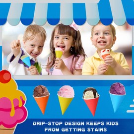 Eaasty Snow Cone Cups 4.5 oz Disposable Paper Cone Cups Colored Polka Dot Leakproof Cone Cones Snow Cone for Slush Shaved Ice Cream Sorbet Water, Party Wedding (Colorful,300 Pcs)