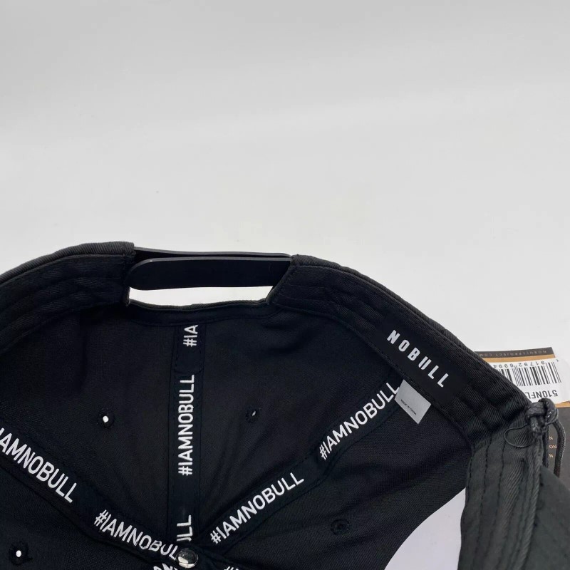 NoBull Men's Flat Brim Snapback Hat Cap Solid Black White