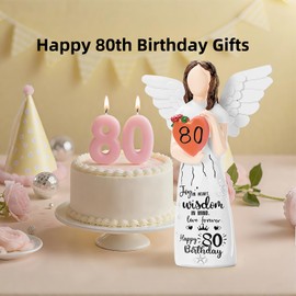 Hosetim 80th Birthday Gifts for Women,Happy 80th Birthday Angel Figurine Decorations for Women,Cool Sculpted Hand-Painted Figure Gifts for 80 Year Old Woman,Grandmother,Aunt,Friends