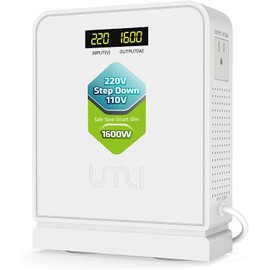 UMI 220V to 110V Voltage Power Converter Step Down Transformer 1600 Watts Capacity with 2 Output Voltages 110V and 100V, White