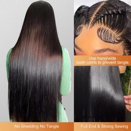 OOVVDA 13x6 Lace Front Wigs Human Hair Pre Plucked 200% Density Straight HD Lace Front Wigs Human Hair Straight Wigs Real Hair Natural Black Lace Frontal Wigs Real Hair for Women 28 Inch