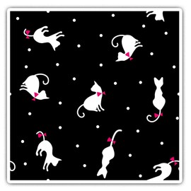 2 x 7.5cm Square Vinyl Stickers - Black Polka Dots Cats Kitten Pink Decals 44324
