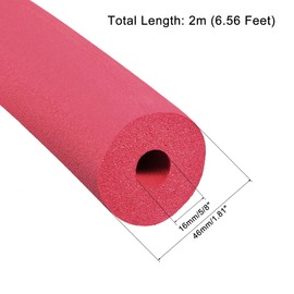 MECCANIXITY Foam Tubing 5/8"(16mm) ID 46mm OD 2m Length Tube Covers for HVAC Copper Pipe Insulation Handle Grip Support, Red