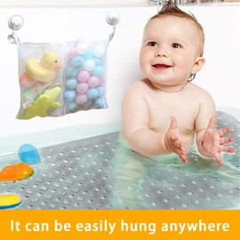 AYNKH 2 Pcs Bath Toy Storage Net, Bath Toy Storage Organiser, Removable Wall Hanging Bath Toy Tidy with Suction Cup, Shower & Bath Toy Holder Storage for Mesh Bath Keep Bathtub Clean