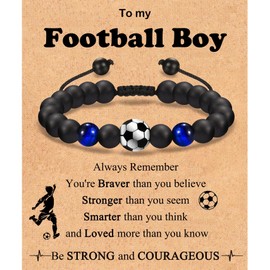 Shuxin Football Gifts for Boys, Football Bracelet Gifts for Teenage Boys, Birthday Christmas Stocking Fillers Graduation Jewellery Presents for Grandson Son Team Friends Nephew Brother