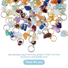 SUPERFINDINGS 84Pcs Natural Mixed Pendants Nuggets Gemstone Charms Crystal Stone Charms with Stainless Steel Jump Ring for Earring Necklace Bracelet Jewelry Making