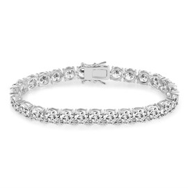 Gemsme 6.0mm Tennis Bracelet, 18K White Gold Plated 6.0mm Round Cubic Zirconia Classic Tennis Bracelet For Men and Women