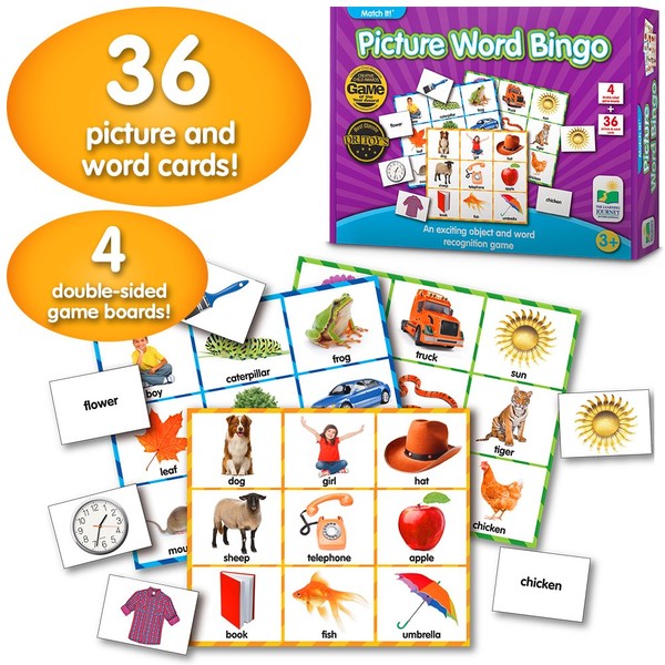 The Learning Journey: Match It! Bingo - Picture Word - Reading Game for Preschool and Kindergarten 36 Picture Word Cards