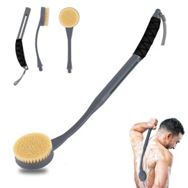 Back Scrubber for Shower,20.5" Bath Brush Long Handle for Deep Cleaning,Back Brush for Shower Men Women(Grey)