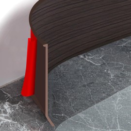 Heonay Flexible Baseboard Molding Trim 4 Inch Self-Adhesive Vinyl Wall Base Peel and Stick Cove Base Rubber Wall Baseboard Moulding Trim (40Ft, Dark Walnut Wood Grain)