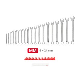TEKTON Combination Wrench Set with Modular Wrench Organizer, 19-Piece (6-24 mm) | WCB95202