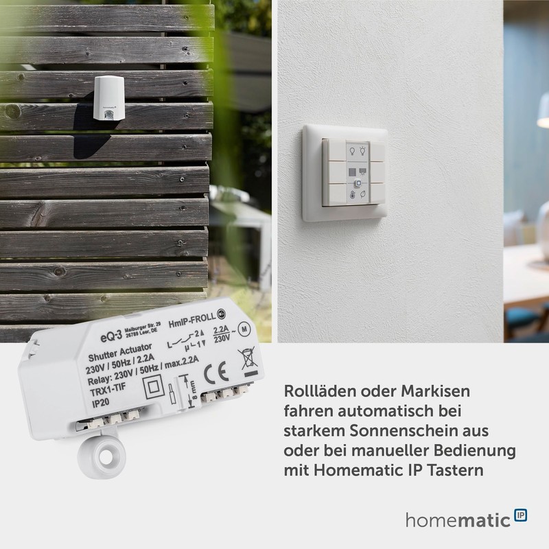 Homematic IP 151347A0 Roller Shutter Actuator – Flush-Mounted, Smart Home,
