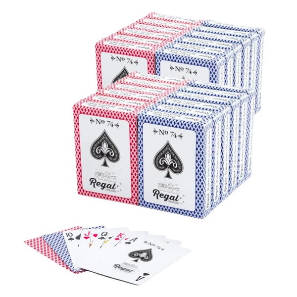 Regal Games – Bulk 24 Playing Cards -2 Sets of 12 -Red and Blue -24 Pack -Poker Size, Standard Index -for Blackjack, Euchre, Canasta Card Game -Perfect for Large Events, Bulk Purchasing