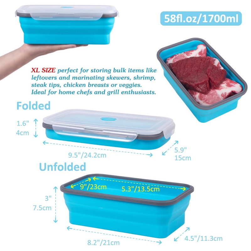 Extra Large Collapsible Food Storage Containers with Lid & Air