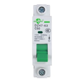 ZGLEDUN AC Miniature Circuit Breaker, 1 Pole 50 Amp, 120/240VAC, 6kA Din Rail Mount Breaker with Thermal Magnetic Trip, DZ47-63 C50 1P, AC Solar MCB