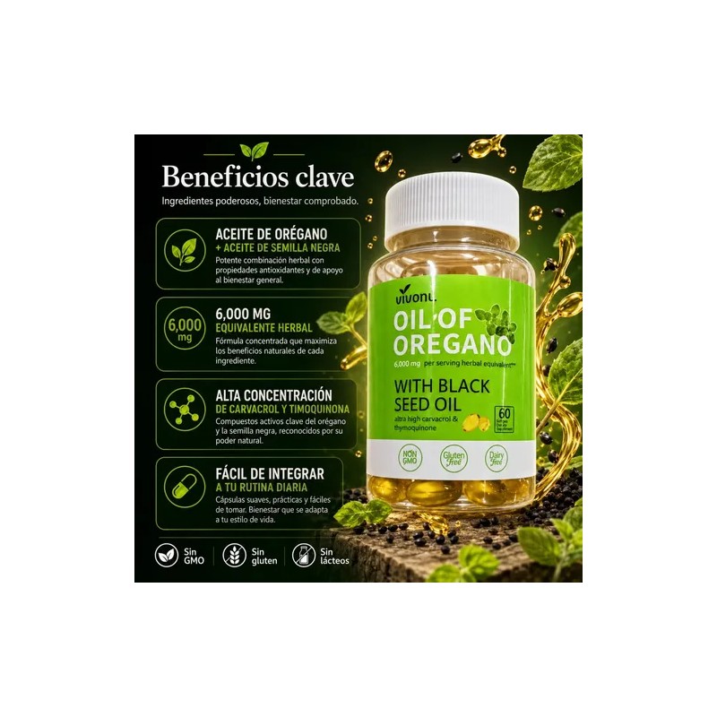 Aceite De Orégano Herbal En Cápsulas Blandas