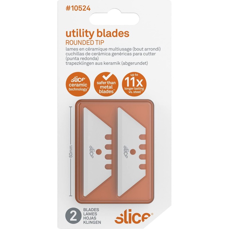 Slice 10524 Ceramic Utility Blades (Rounded-Tip), Finger-Friendly, Safe to Touch,