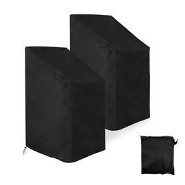 AZKEEGREY 2 Pack Garden Chair Covers Waterproof, Outdoor Chair Cover Waterproof Stacking Chair Cover UV Protection Cover with Pouch(120 x 75 x 75cm,Black)