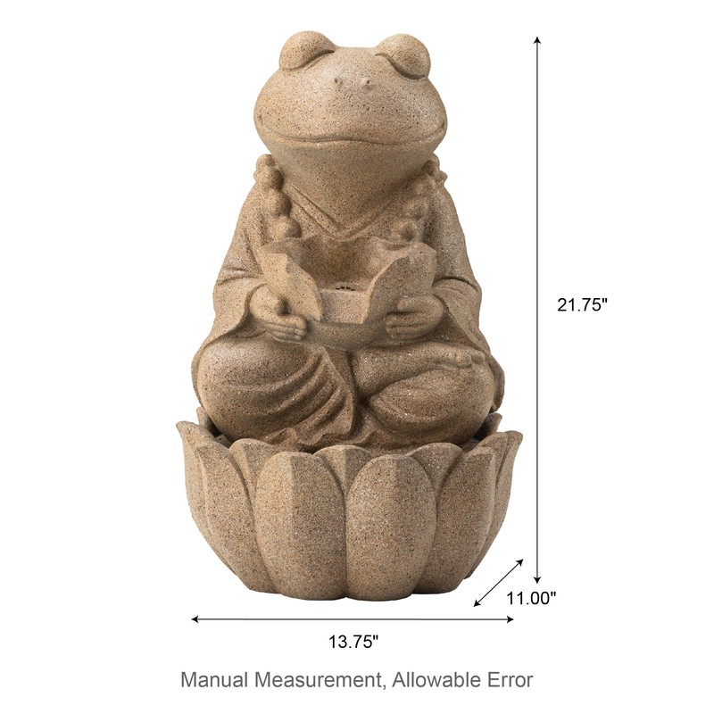 Glitzhome 2-Tiered Zen-Style Frog Polyresin Outdoor Fountain with Pump and