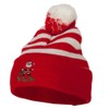 e4Hats.com Ho Ho Ho Santa Embroidered Striped Pom Cuff Beanie