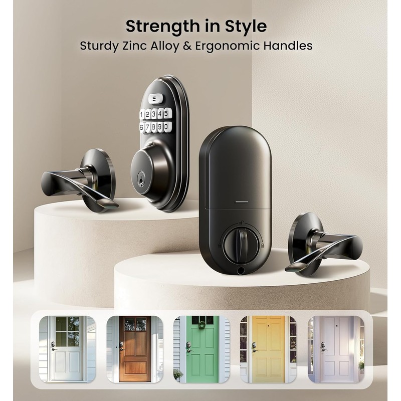 Veise Keyless Entry Door Lock with 2 Lever Handles -