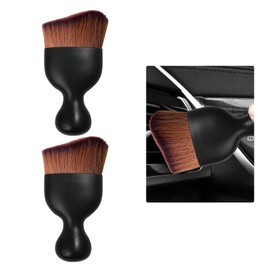 Ziciner 2 PCS Car Detailing Brush, Curved Soft Bristles Auto Removal Dust Collectors, Universal Vehicle Dashboard, Air Conditioner Vents etc Interior Cleaning Tool Accessories (Dark Brown)