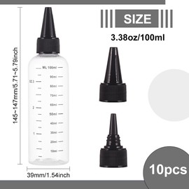 BENECREAT Transparent Plastic Squeeze Bottles, 100ml/3.4 oz, 10 Packs