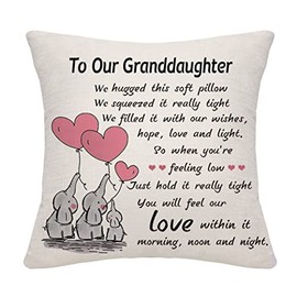 Bommex Granddaughter Gifts from Grandma Grandpa Throw Pillow Cover Cushion Cover Cushion Case for Granddaughter Birthday Gifts Thanksgiving Gifts (Our Granddaughter)