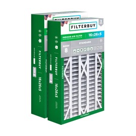 Filterbuy 16x26x5 Air Filter MERV 8 Essential Dust & Allergy Defense (2-Pack), Pleated HVAC AC Furnace Filters for Electro-Air, Emerson, White Rodgers, and More (Actual Size: 16.00 x 25.75 x 4.88)