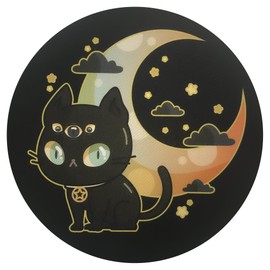 Spooky Kawaii Pastel Goth Mouse Pads - 3mm Thick, 20cm Circumference - Pastel Goth Artwork - Non-Slip, Durable, Smooth Surface for Gaming & Office (Moon Cat)