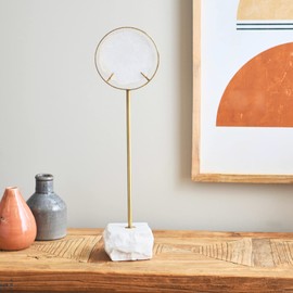 Main + Mesa Decorative Agate Accent on Metal and Marble Stand, White