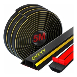 Gvfyy 5M Organizador Y Protector Soporte Cables Para Pisosd-line,Tiras Autoadhesivas Impermeables,Ignífugas Y Resistentes Al Desgaste,Kit Para Ocultar Cables de TV y PC en hogar y Oficina(Color Negro)