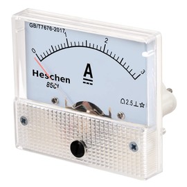 Heschen 85C1-3A Rectangle Panel Mounted Current Meter Ammeter Tester, DC 0-3A, Class 2.5, White