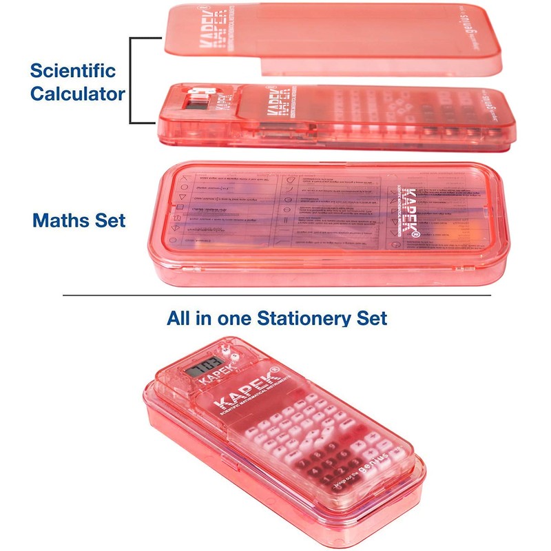 KAPEK Scientific Calculator + Math Set for Schools | 2-Line