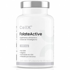 CellX | FolateActive con Metilfolato Quatrefolic 400 mcg, TMG 1000 mg, Vitamina B6 8 mg y B12 12 mcg | Mezcla de NAC y Betaína HCl 300 mg | 60 Cápsula