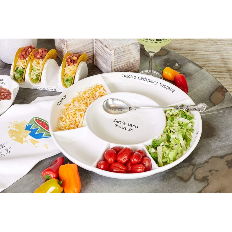 Mud Pie Taco bar Condiment Serving Platter, White