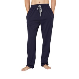 WORW Mens Pajama Pants, Soft Cotton Sleep Lounge Pants (Navy, Large)