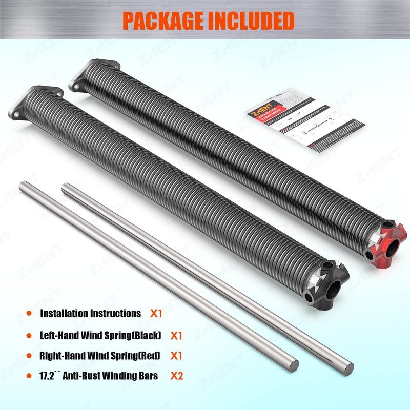 Garage Door Torsion Springs 2'' (Pair) with Non-Slip Winding Bars,High