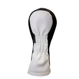 Majek Golf Headcover Black and White Leather Style #3 Fairway Head Cover Fits Fairway Wood Clubs