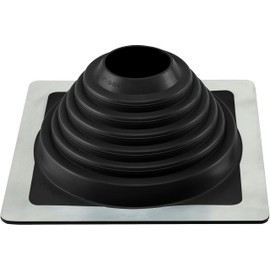 Water-Tite 81460#4 Metal Roof Flashing, 9-3/4-by-9-3/4-Inch Square Base with EPDM Rubber Collar, For 2-3/4" to 7" Vent Pipes, Black