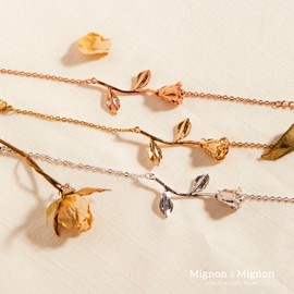 MignonandMignon Gold Plated Rose Pendant Bracelet -3MRBR(Blank Leaf)