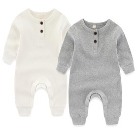 MAMIMAKA Newborn Baby Romper Footless Baby Grow Cotton Baby Clothes for 9-12 Months