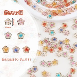 Honnydend Nail Parts, Flowers, Approximately 300 Pieces, 3D, Nail Art, Deco Parts, Gel Nails, Jewelry Parts, DIY, Jewelry Parts, Crafts, Decoration, Resin