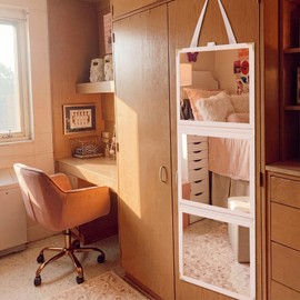 Bucherry 33x13'' Full Length Dorm Classroom Mirror Foldable Hanging Mirror